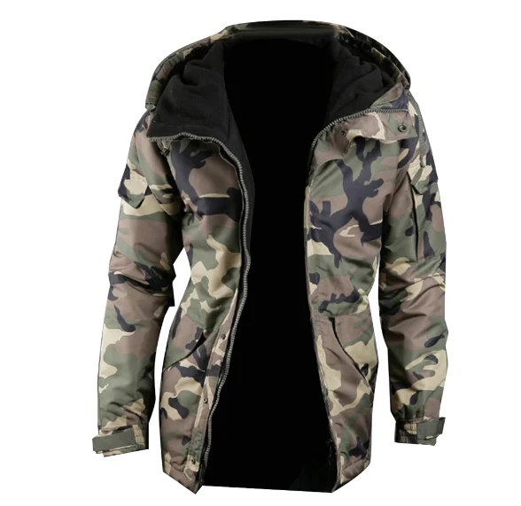 Fashion Winter Warm Men Jacket Coat Thicken Camouflage Print Pocket Jacket Zipper Long Sleeve Coat For Men's Clothing