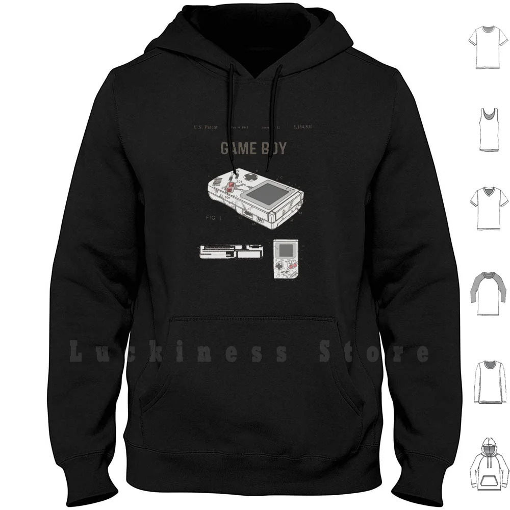 Gameboy Patent Hoodies Long Sleeve Gameboy Hand Held Game Boy Electronic Toy 90 90s 1990s Video Video Game