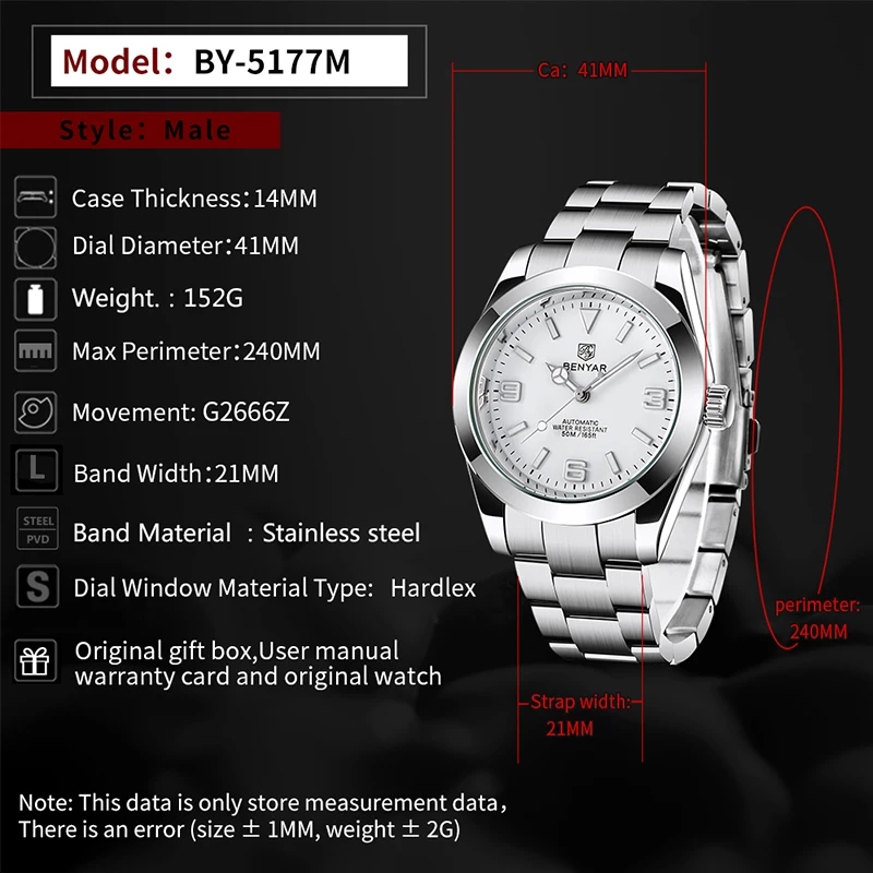 BENYAR-Reloj de pulsera deportivo para hombre, cronógrafo automático de acero inoxidable, resistente al agua, nuevo, 2021