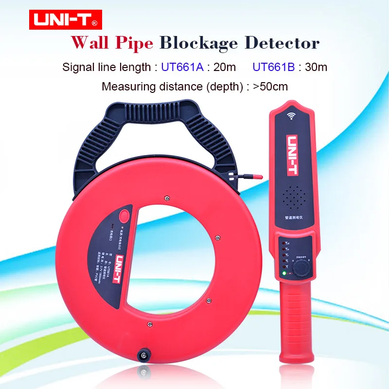 

UNI-T UT661A UT661B Wall PVC Iron Pipe Blockage Detector Diagnostic-tool Scanner Pipeline Blocking Clogging Plumbers Instrument