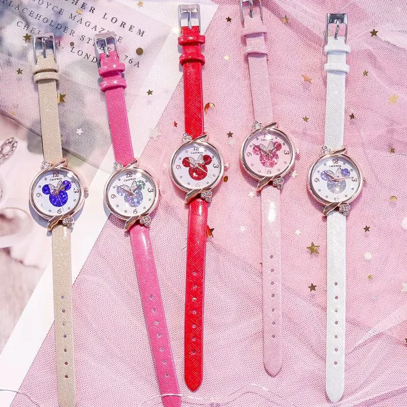 NEW Disney Minnie Mouse Kids Watch Mickey Minnie Mouse Anime Figure Children Kawaii Quartz Watches for Girls fashion Gifts Toys