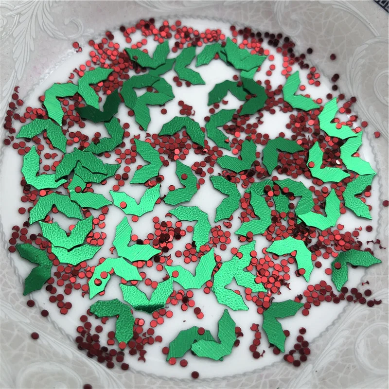 30g/Lot Christmas Holly Berry Sequins Glitter Paillettes For DIY Nail Craft,Craft Making, Wedding Decoration confetti Wholesale