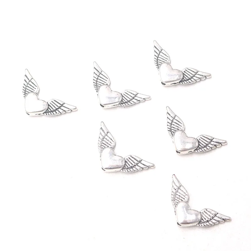 12pcs Silver Plated Angel Wings Spacer Beads  DIY Charms Necklaces Bracelets Jewelry Handicraft Accessories 24*13mm P711