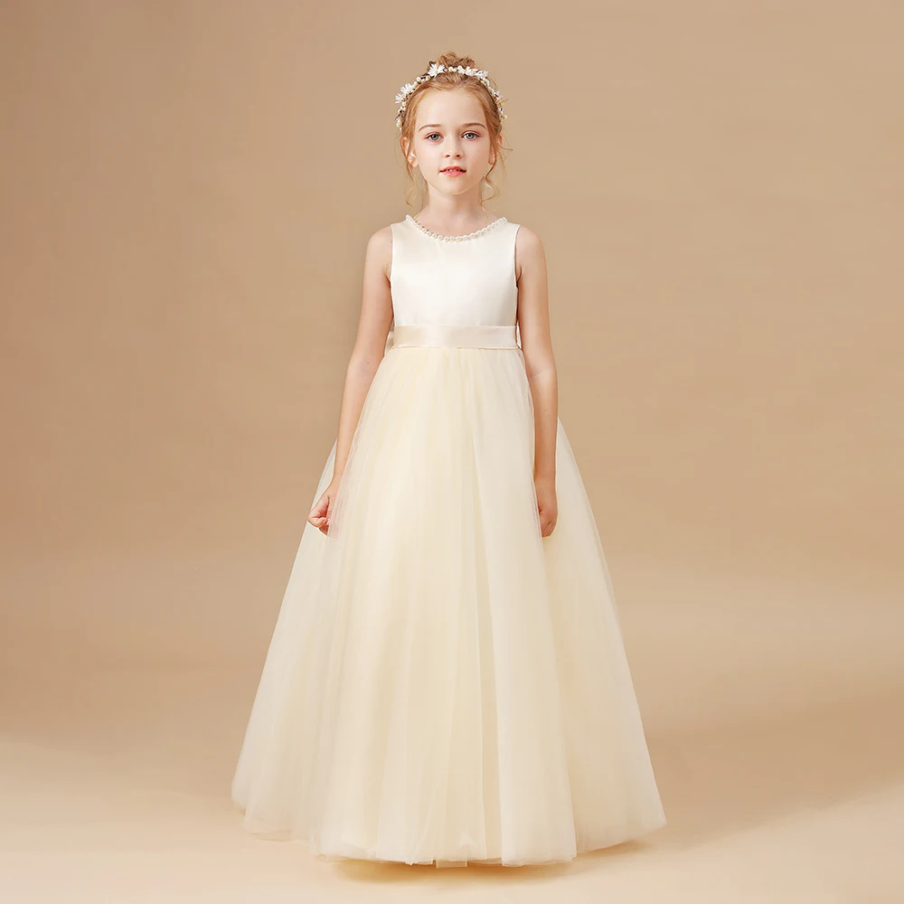 Floor-Length Flower Girl Dress For Kids Festivity Celebration Wedding Pageant Birthday Evening Party Ceremony Banquet Prom Event