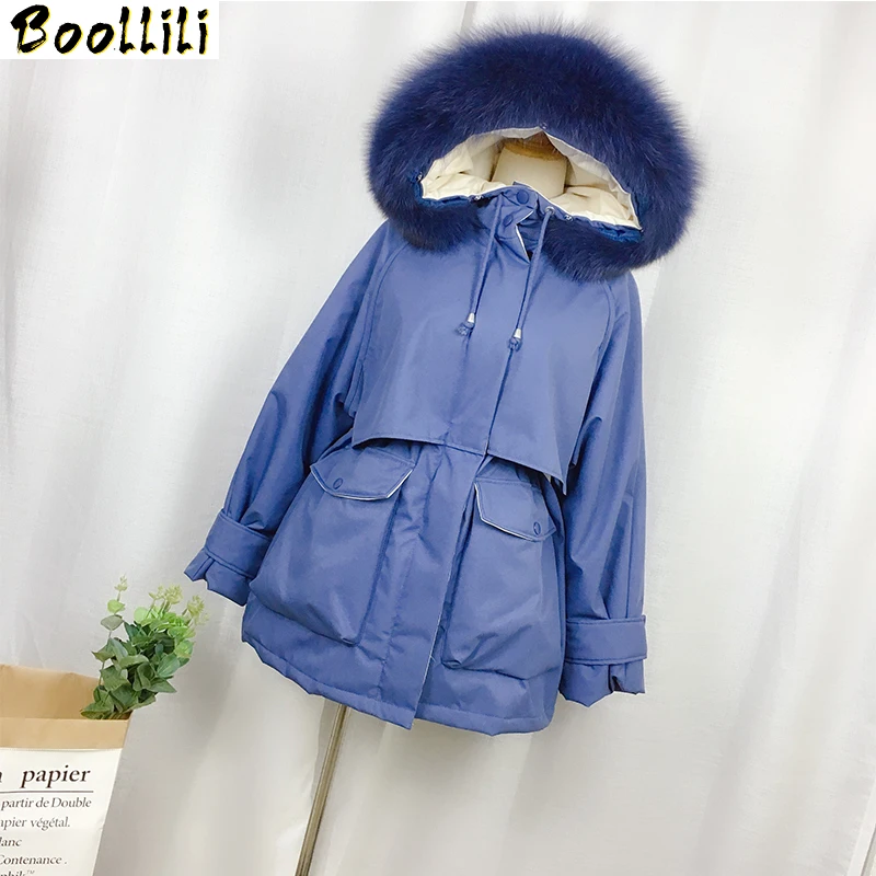 Winter Coat Boollili Women Korean Hooded White Duck Down Jacket Women Puffer Jacket 2023 New Fox Fur Collar Warm Parka Abrigos