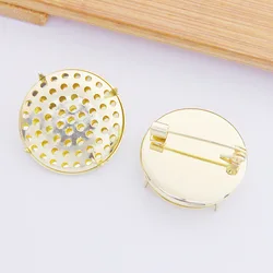 2.5cm Round Copper Brooch Base Pins Brooch Settings Blank Bezel Cabochon Base For DIY Jewelry Making Accessories