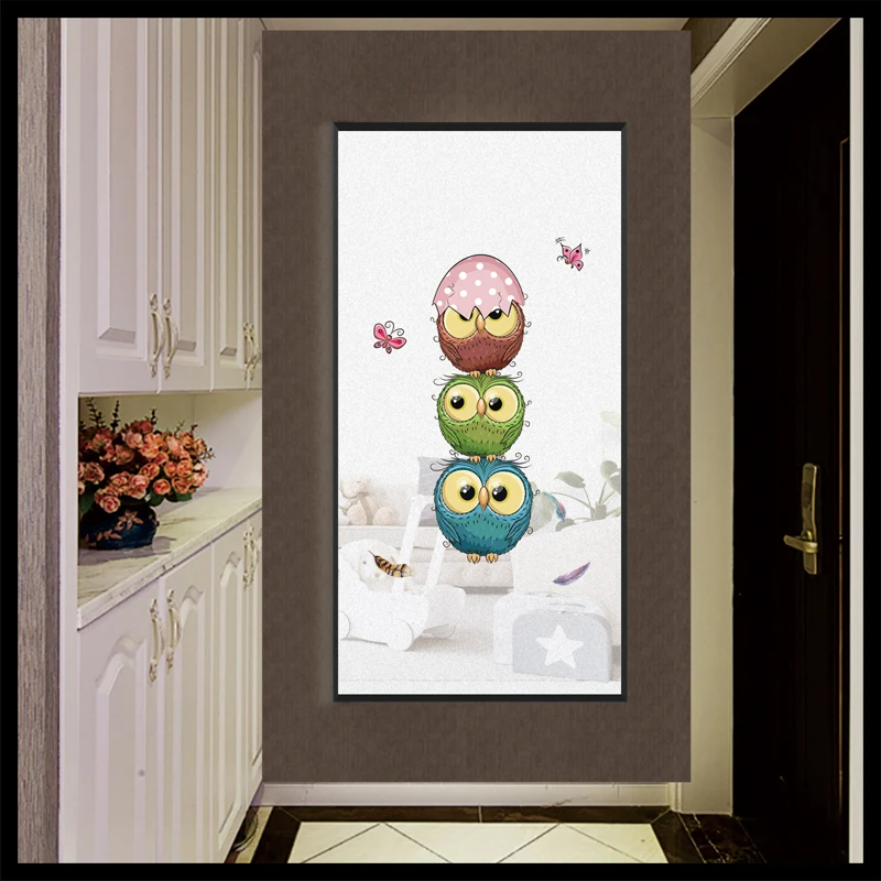 2019 Latest Window Films Custom Size Cute Bird Crtoon Static Cling No Glue Bedroom Bathroom Window Door Decoration 55cmx100cm