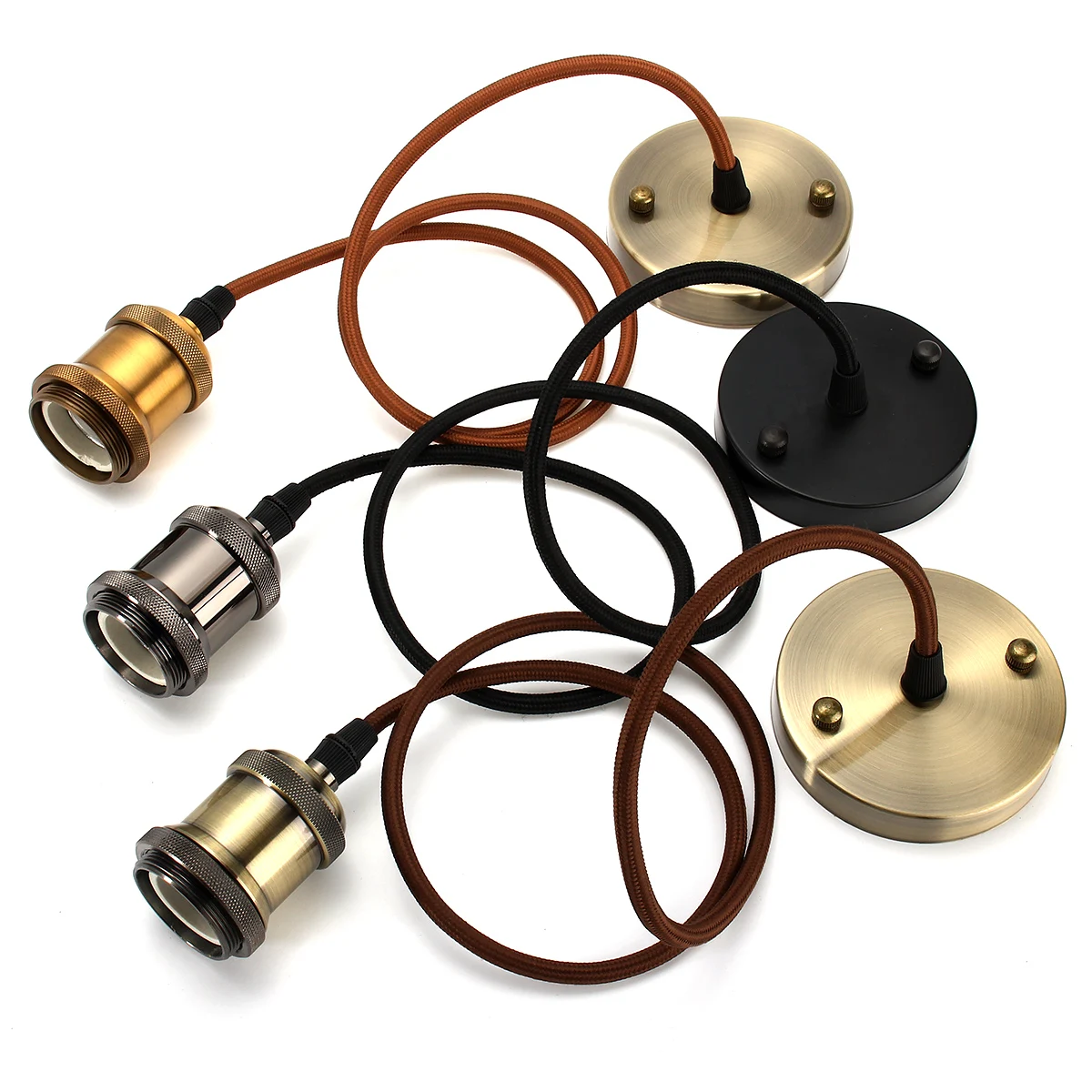 E27 Edison Lamp Holder Pendant Screw Base Aluminum Retro Industrial Light Bulb Socket for Home Decor