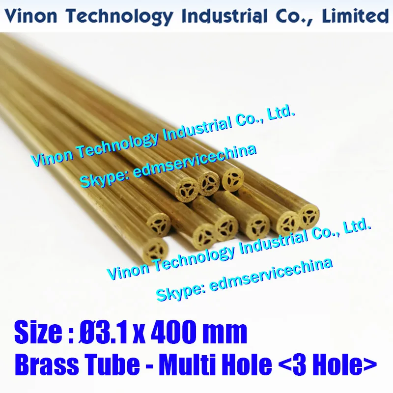 

(30PCS/LOT) 3.1x400MM 3 Hole Brass Tube Multi Hole, EDM Brass Tubing Electrode MultiChannel (3-Channel), Dia. 3.1mm, 400mm Long