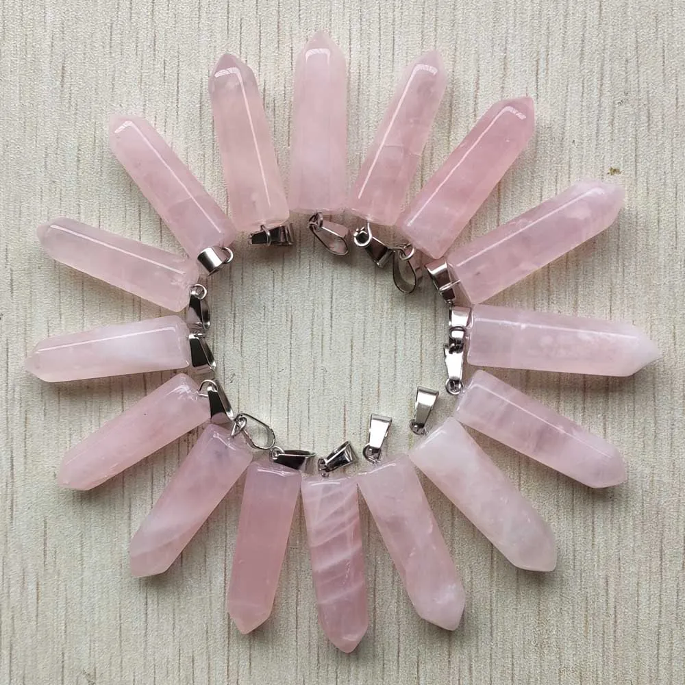 Fashion high quality Natural pink quartz Stone Pendants Charms Point Pendants Teardrop 12pcs/lot Wholesale  Free shipping