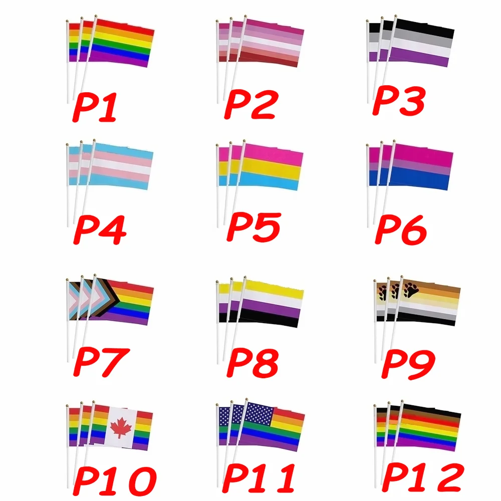 custom hand flag 14x21cm 100pcs dream smp flag Gay Lesbian Homosexual Bisexual LGBT Pride flag Customized rainbow hand flag