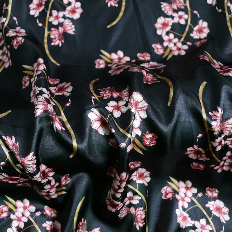 By Meter Blumen-Satin-Stoff, glänzend, weich, Schal, Hemd, Nachtwäsche, Material Charmeuse – Detail 37