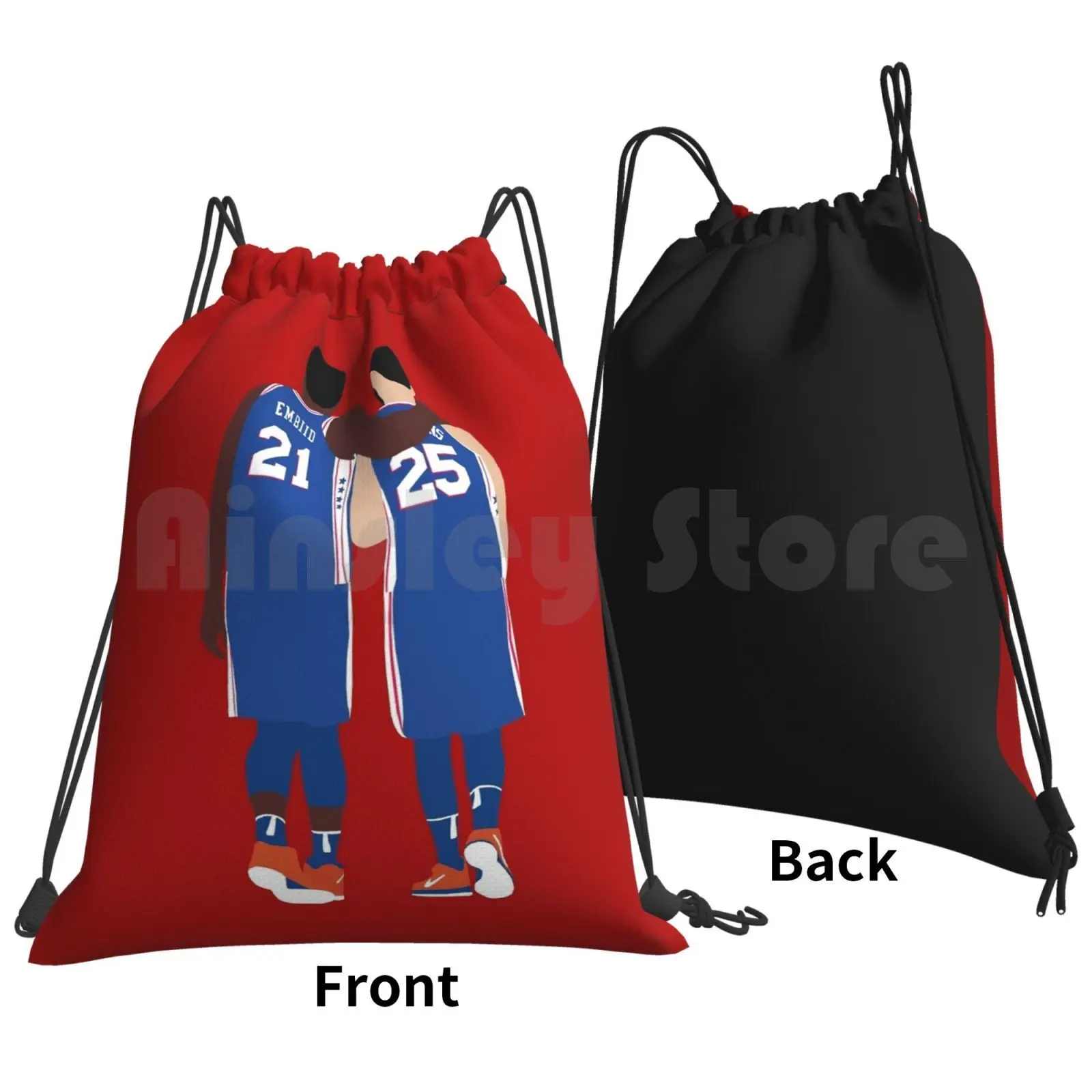 Ben Simmons And Joel Embiid Backpack Drawstring Bag Riding Climbing Gym Bag Ben Simmons Joel Joel Embiid Trust The Process