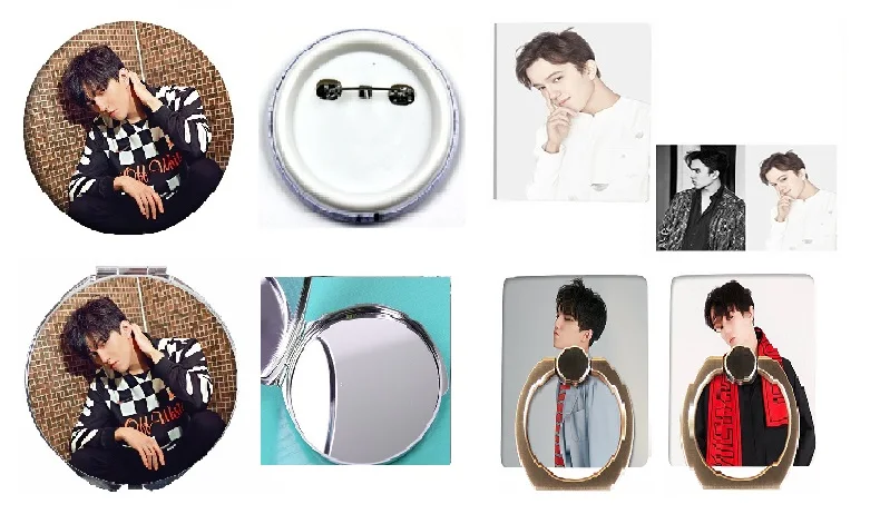 

6 PCS Dimash kudaibergen Photos Pictures Badge Mirror Notebook Phone Circle Holder Male Art Music Singer Christmas New Year Gift