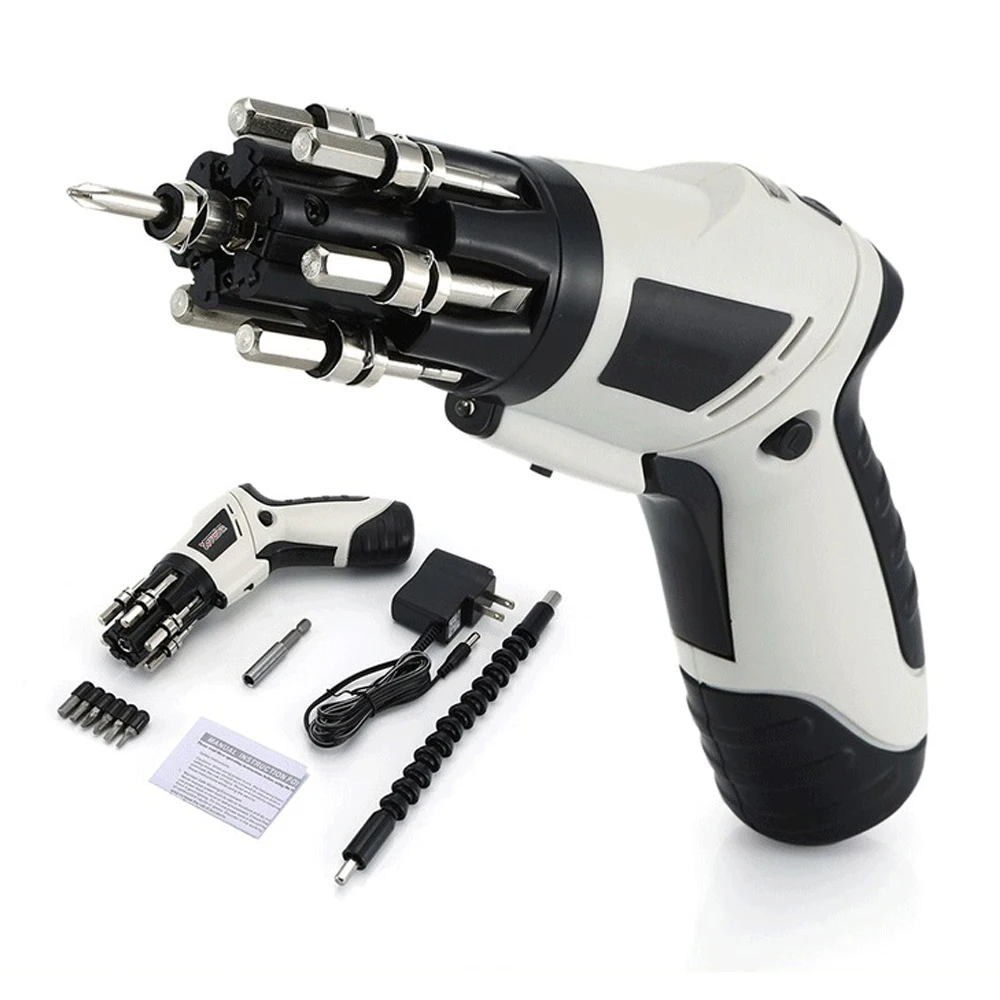 

Cordless Electric Screwdriver with LED Llight Rechargable Battery Screwdriver 90-180 Degree Twisable Handle Power Tool