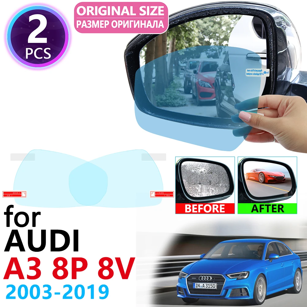 for Audi A3 8P 8V S-Line S3 2003~2019 Full Cover Rearview Mirror Rainproof Anti Fog Film Accessories 2005 2006 2010 2015 2018