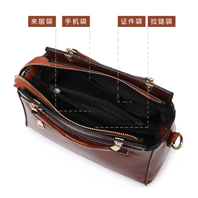 New Fashion Small Handbag for Women Oil Wax PU Leather Messenger bags Lady Tote Brand Designer Tassel Crossbody bag for Womens