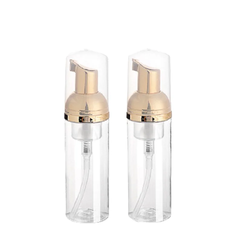 

10Pcs Empty Foaming Bottle Plastic Clear 30ml 50ml Round PET Cosmetic Packaging Container Gold Foam Pump Hand Sanitzer Bottle