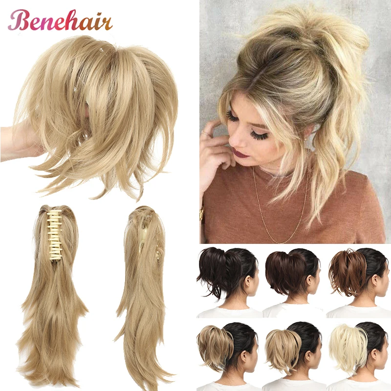 BENEHAIR, moño de pelo sintético, pinza para cola de caballo, extensiones de cabello, postizo de pelo falso para mujeres, pelo de cola de caballo