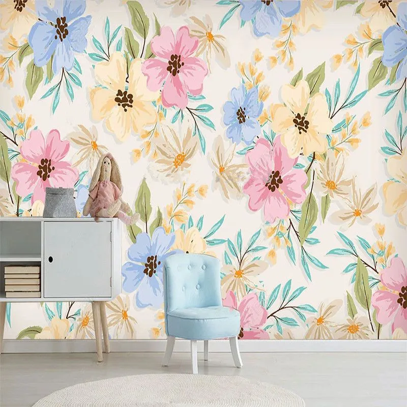 Custom Self-Adhesive Wallpaper Modern  Floral Background Wall Paper Living Room Bedroom Romantic Home Decor 3D Wall Stickers