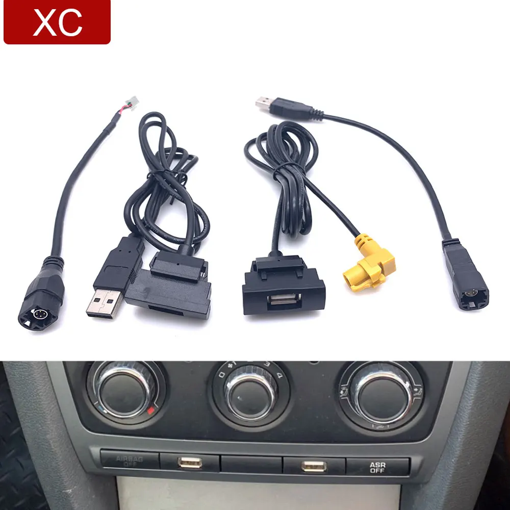 

Car RCD510 RNS315 Radio USB Female Male 4Pin Plug Cable Adapter Trunk Switch Boot Button for Skoda Octavia Android Navigation