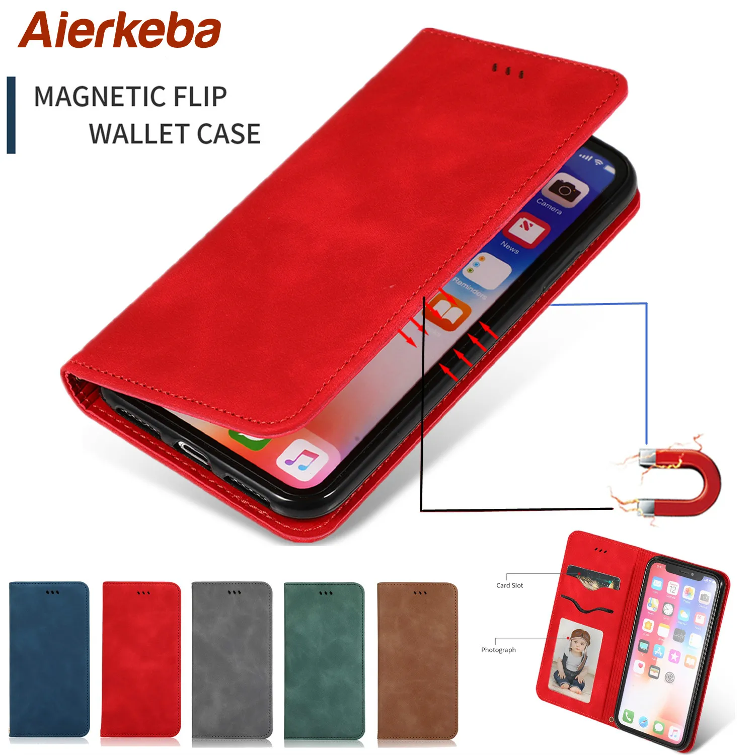 Retro Soft Magnetic Flip Leather Case For iPhone 16 15 14 13 11 12 Pro XS Max XR 8 7 Plus SE Mini Phone Wallet Card Stand Cover