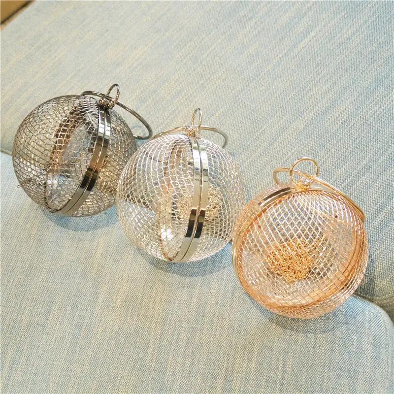 

Metal Hollow Spherical Dinner Bag Fashion Evening Banquet Portable Diagonal Female Bag