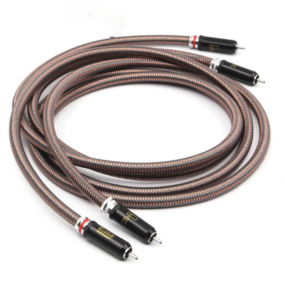 

High Quality Hifi RCA cable OCC pure copper RCA interconnect audio cable silver plated plug one pair