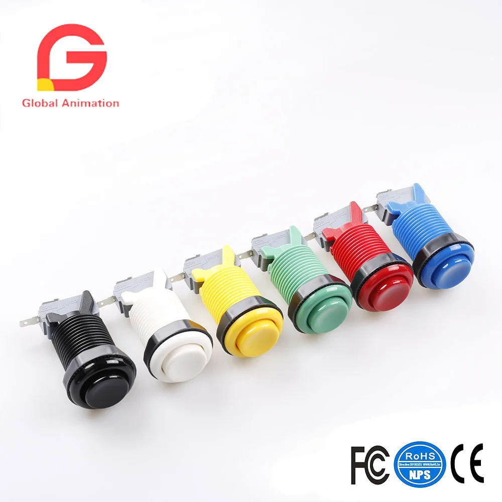 Arcade Game DIY Parts, Happ Style, Standard American Push Buttons with Microswitch, 2Pin, 8Way Joystick for Mame Jamma Arc