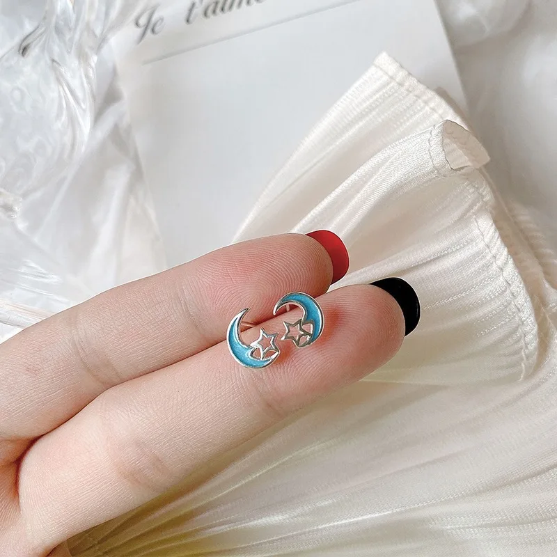 New Cute Colorful Enamel Flower Moon Leaves Strawberry Mini Stud Earrings For Women Beautiful Simple Geometric Trend Jewelry2022