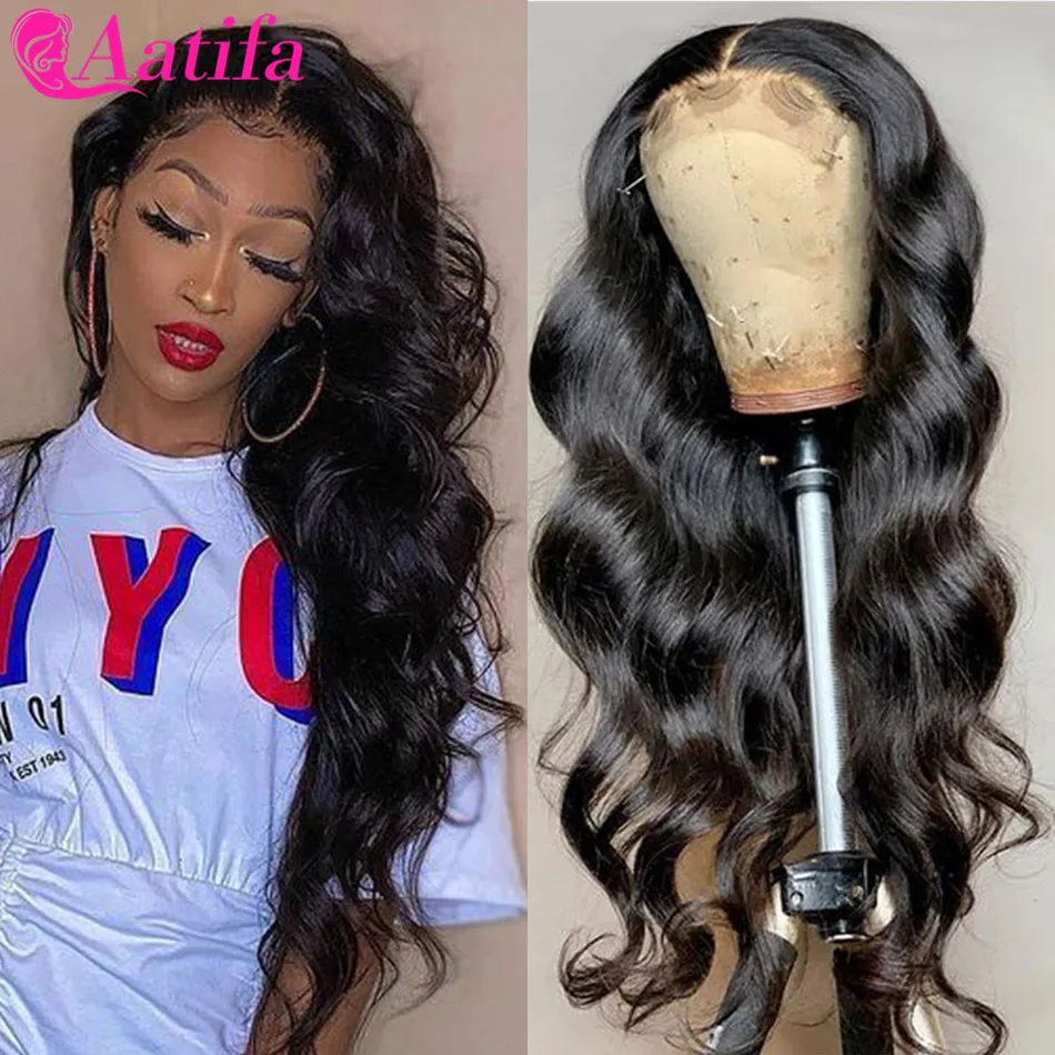 Malaysian Body Wave Lace Wig Pre-Plucked 13X1/4X4 Lace Part Wig Remy Human Hair Lace Wigs For Black Women AAtifaBody Wave Wig