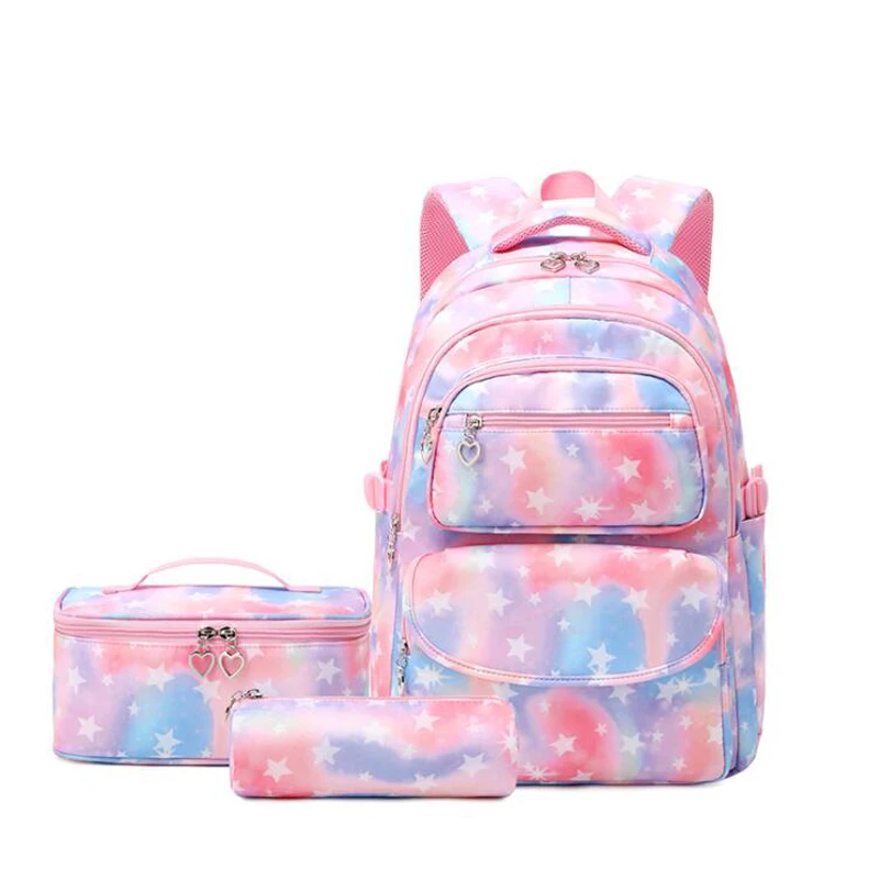 School Backpack for Girls 3 Pcs/Set Children\'s School Bags Waterproof Kid Bookbag Pencil Case Mochila Infantil 2024 Lunchbox