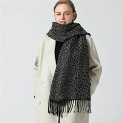 Women Cashmere Scarves Wraps Female Classical Tassel Bufanda Pashmina Luxury Brand Foulard 200*70cm Oversize Leopard Print Shawl