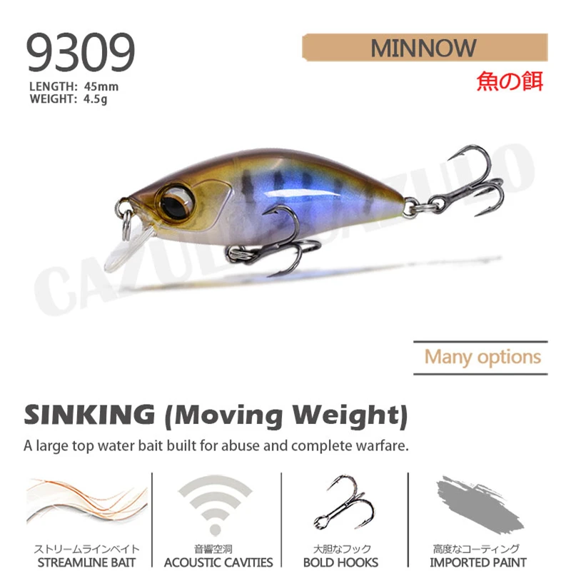 Sinking Minnow Fishing Accessories Lures Isca Artificial Weights 4.5g 45mm Pesca Accesorios Mar Wobblers Carp Fish Tackle Leurre