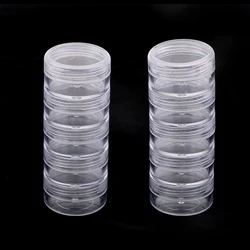 2 Set 5 Layers Stacking Beads Crafts Jewelry Findings Round Containers Clear Screw Top Make Up Storage Organizer Box