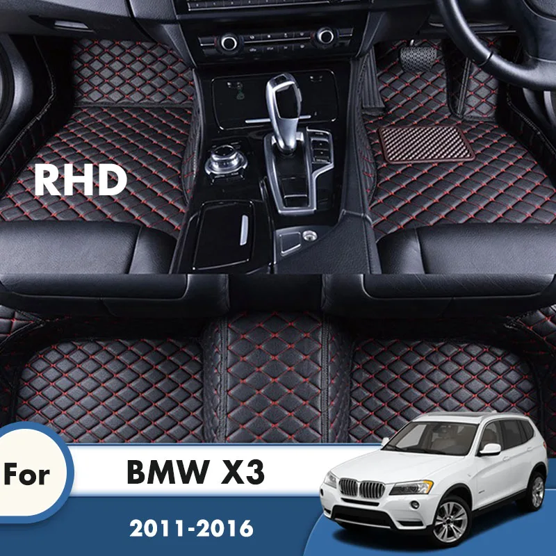 

Автомобильные коврики RHD для BMW X3, 2016, 2015, 2014, 2013, 2012, 2011, коврики из искусственной кожи под заказ, накладки на ножки, аксессуары для интерьера автомобиля