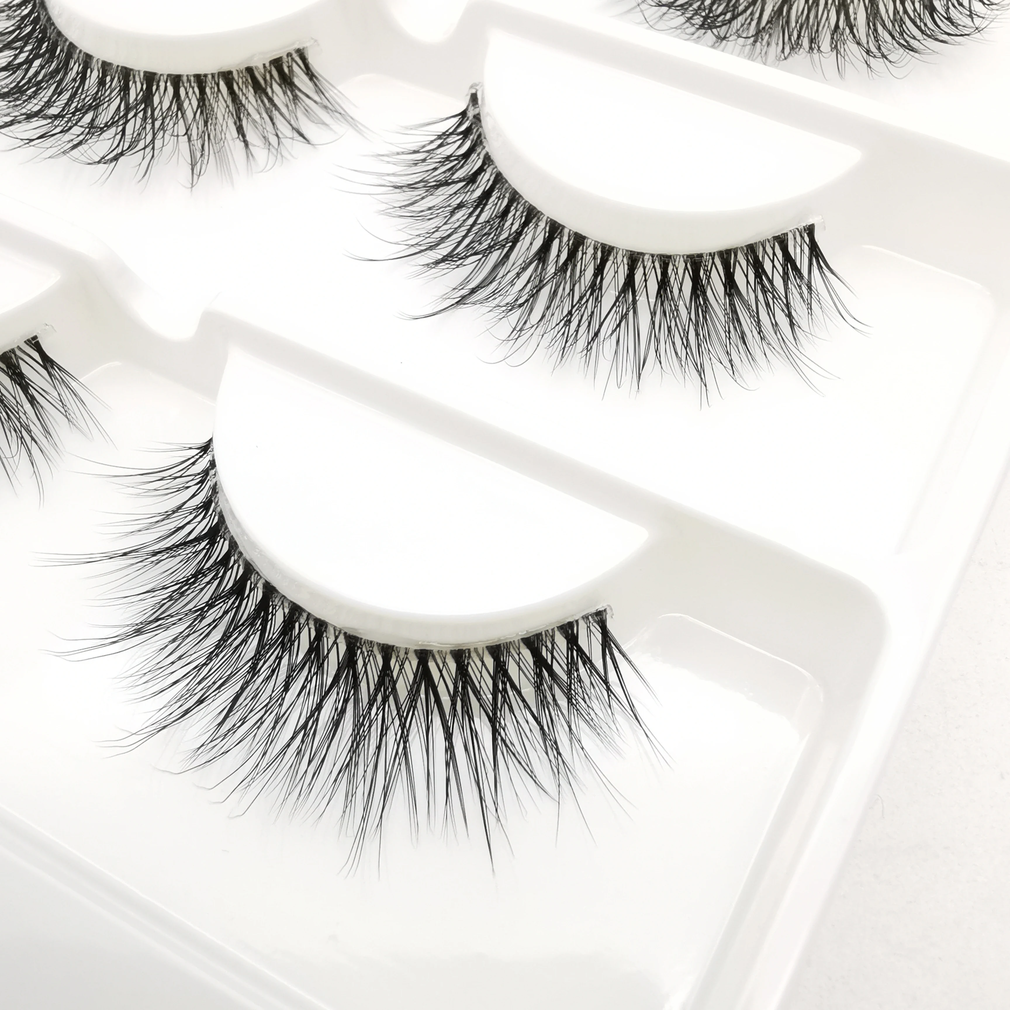 HBZGTLAD 3pairs Invisible Band Transparent 3D Mink Fur Lashes Natural Long Wispy False Eyelashes +tweezers