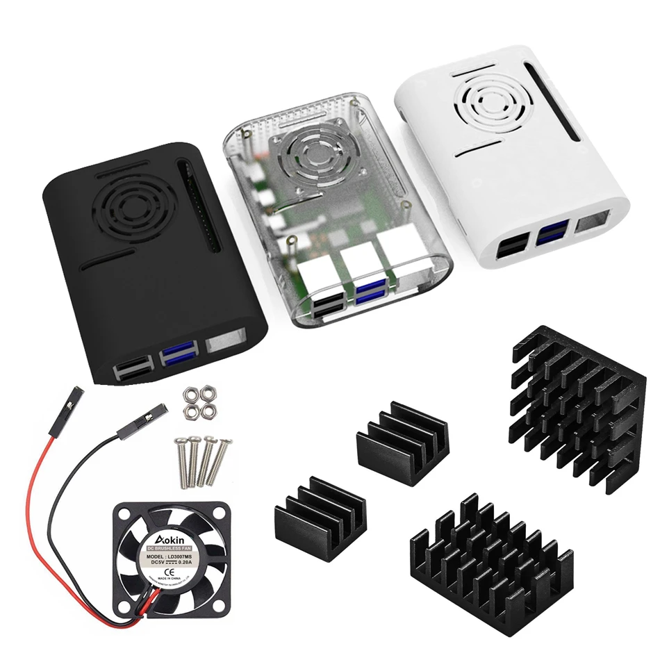 Raspberry pi 4 ABS Injection Molded Case Black Heatsink Cooling Fan Aluminum Heat Sink for Raspberry pi 4