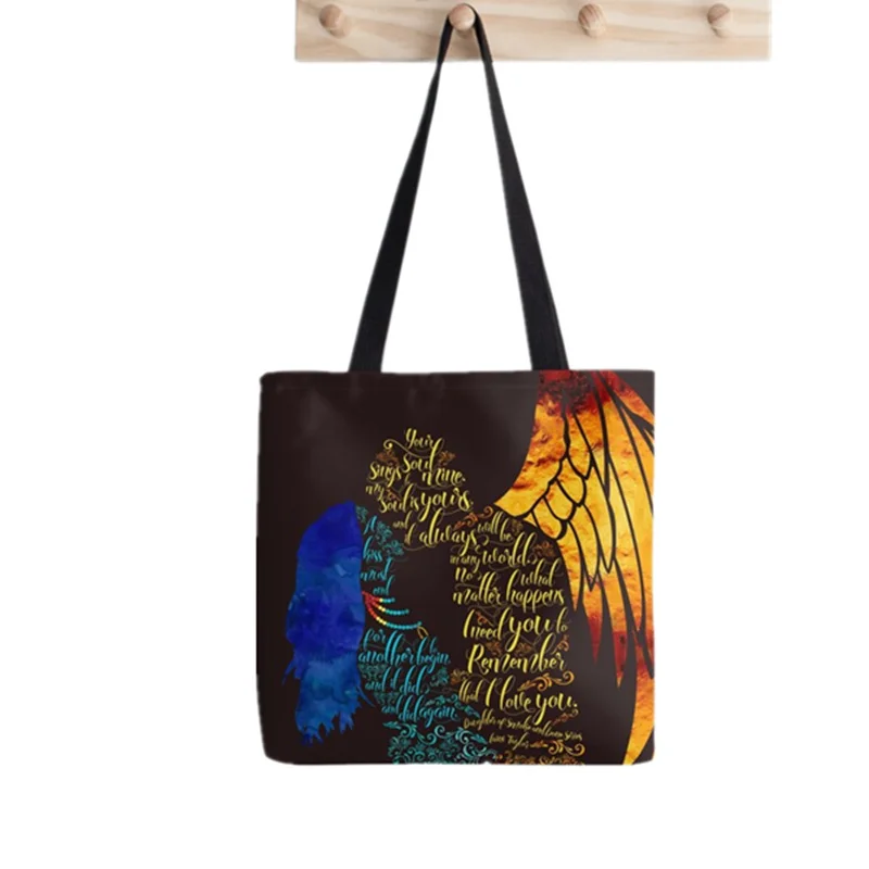 Shopper Yellow lemon and bee garden Printed Tote Bag women Harajuku shopper handbag girl Shoulder shopping bag Lady Canvas Bag