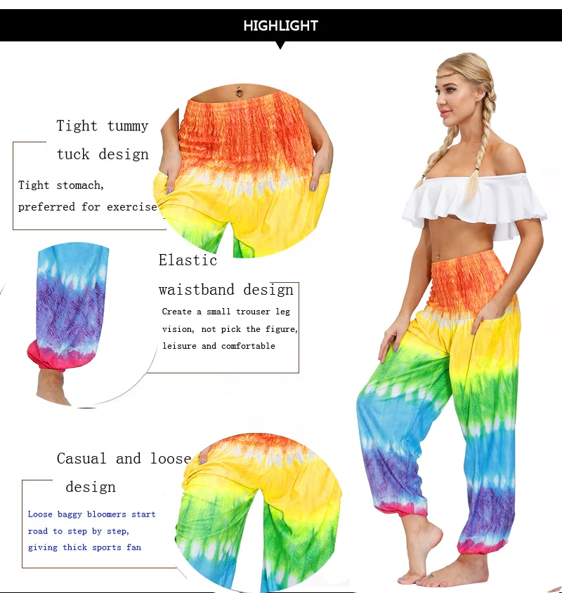 2020 neue Sommer Heißer Verkauf Slacks hosen für Frauen Regenbogen farbe MID Taille Fitness Hosen Lose Beiläufige Knickerbocker hosen