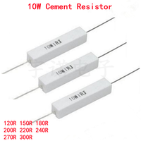 10pcs 10W 5% Cement Resistor Power Resistance 120R 150R 180R 200R 220R 240R 270R 300R 120 150 180 200 220 240 270 300 ohm