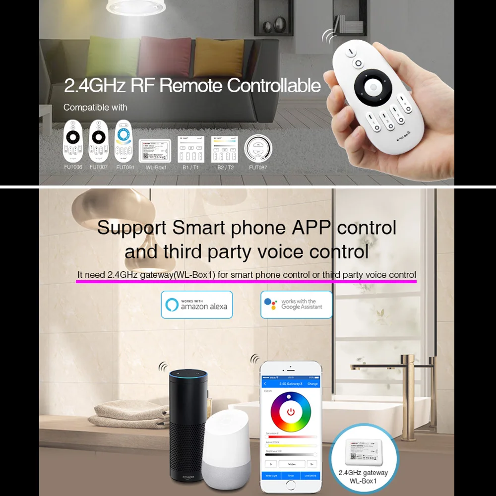 6W GU10 Dual White LED Spotlight 220V Wireless Control Smart Adjustable Brightness Bulb;2.4G Wifi APP Control need match WL-Box1