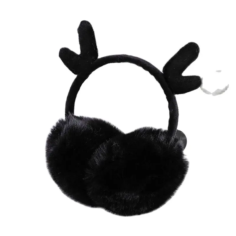 Novo criativo antler forma inverno meninos e meninas universal dobrável imitação de cabelo coelho quente estudante earmuff