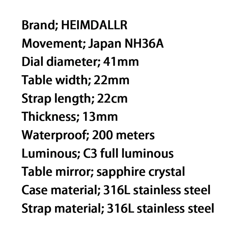 HEIMDALLR Luxury Sharkey 007 Watch Men Jubilee Band Sapphire Full Luminous Dial 200M Waterproof NH36 Automatic Mechanical Diver