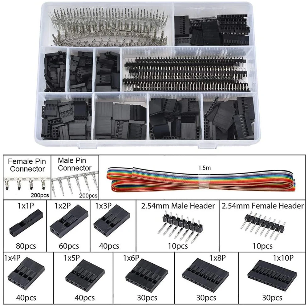 1550pcs Dupont male and female jumper and joint connector shell set bare terminal suitable for SN-28B / 2549 / 58B,IWS-2820/3220