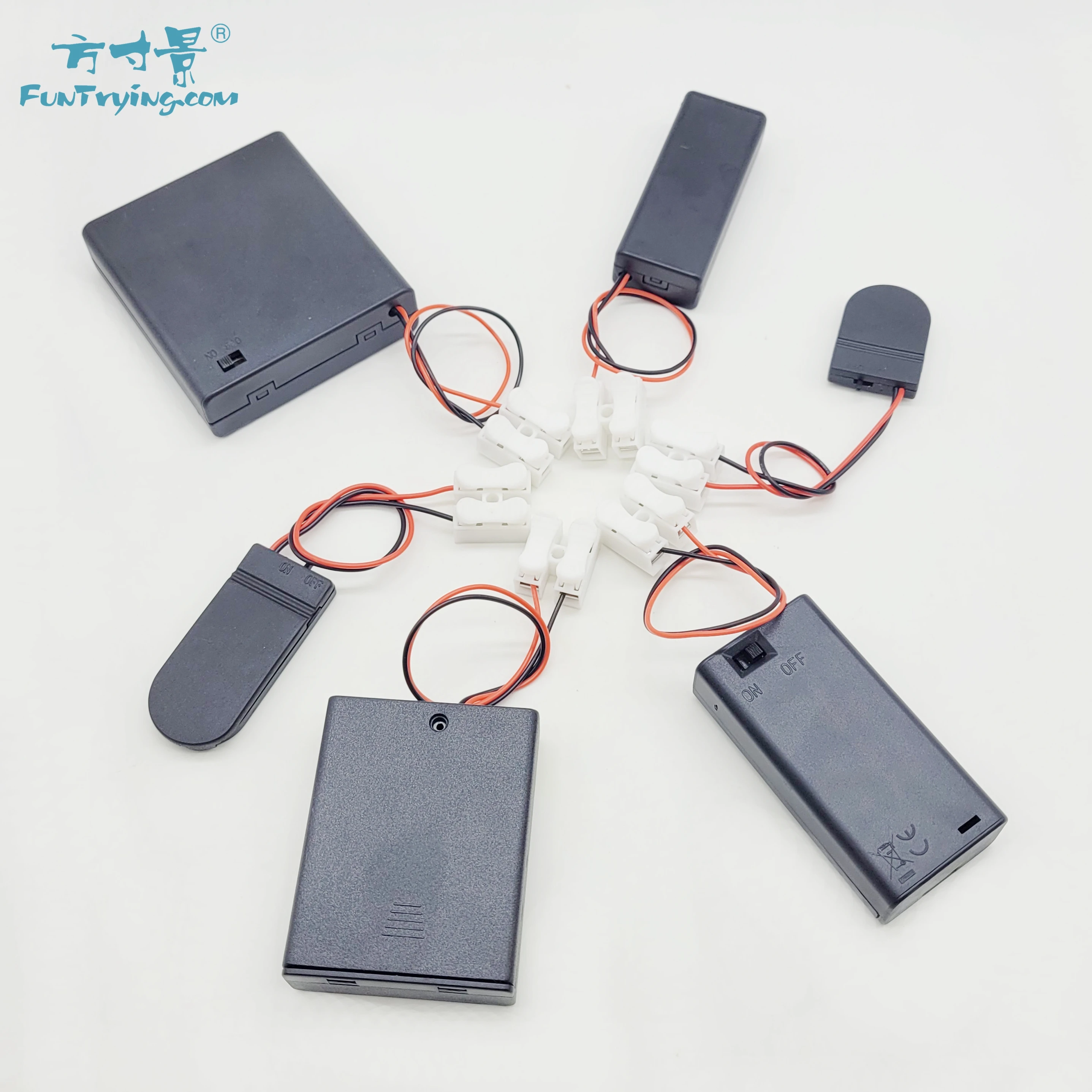 Battery Holder/Case Power Bank Cases Button Coin Cell Battery Case With ON-OFF Switch Linker Plug 3V/6V battery Storage Box