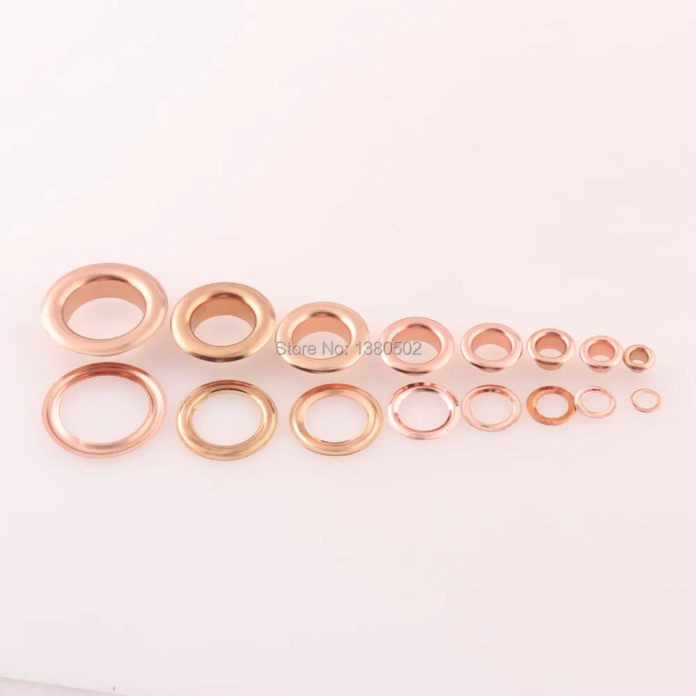 100pcs Rose Gold 4/5/6/8/10/12/13/17mm Inner Diameter Eyelets with washer Grommets For Scrapbooking garment clothes Sewing