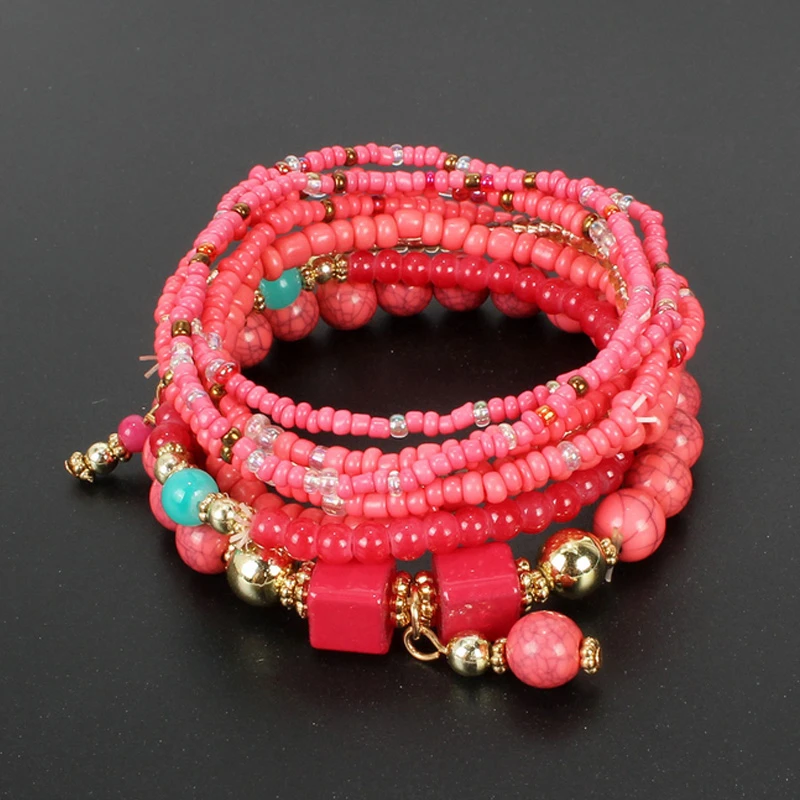 Ethnic Charm Bracelets For Women Accessories Boho Jewelry Multilayer Cuff Beaded Bracelet Set Pulseras Mujer Bijoux Femme Gifts