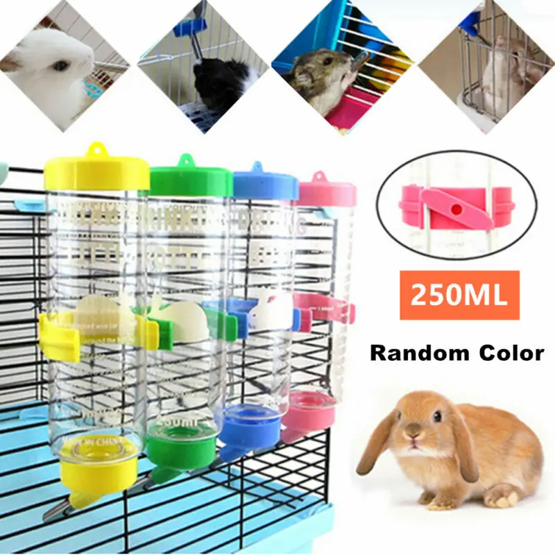 250ml Hamster Drinker Plastic Water Bottle Dispenser Feeder Hanging Pet Guinea Squirrel Rabbit Dog Drinking Head Pipe Fountain