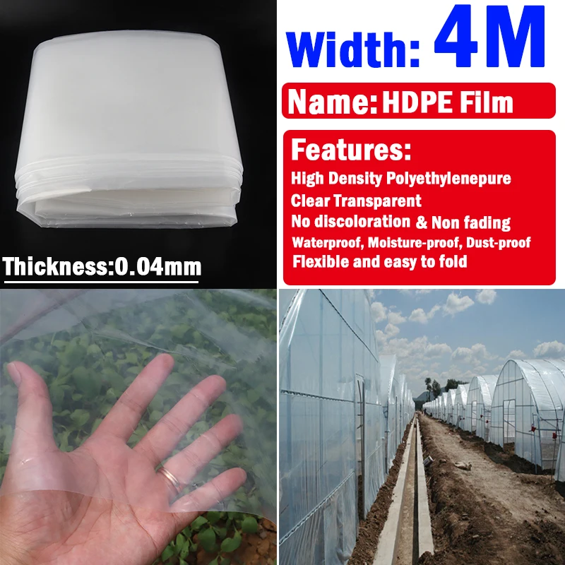 Width 4M Thickness 0.04MM Agricultural Greenhouse Film Rainproof Garden Plants Tarpaulin Transparent Farm Crops Keep Warm Cover